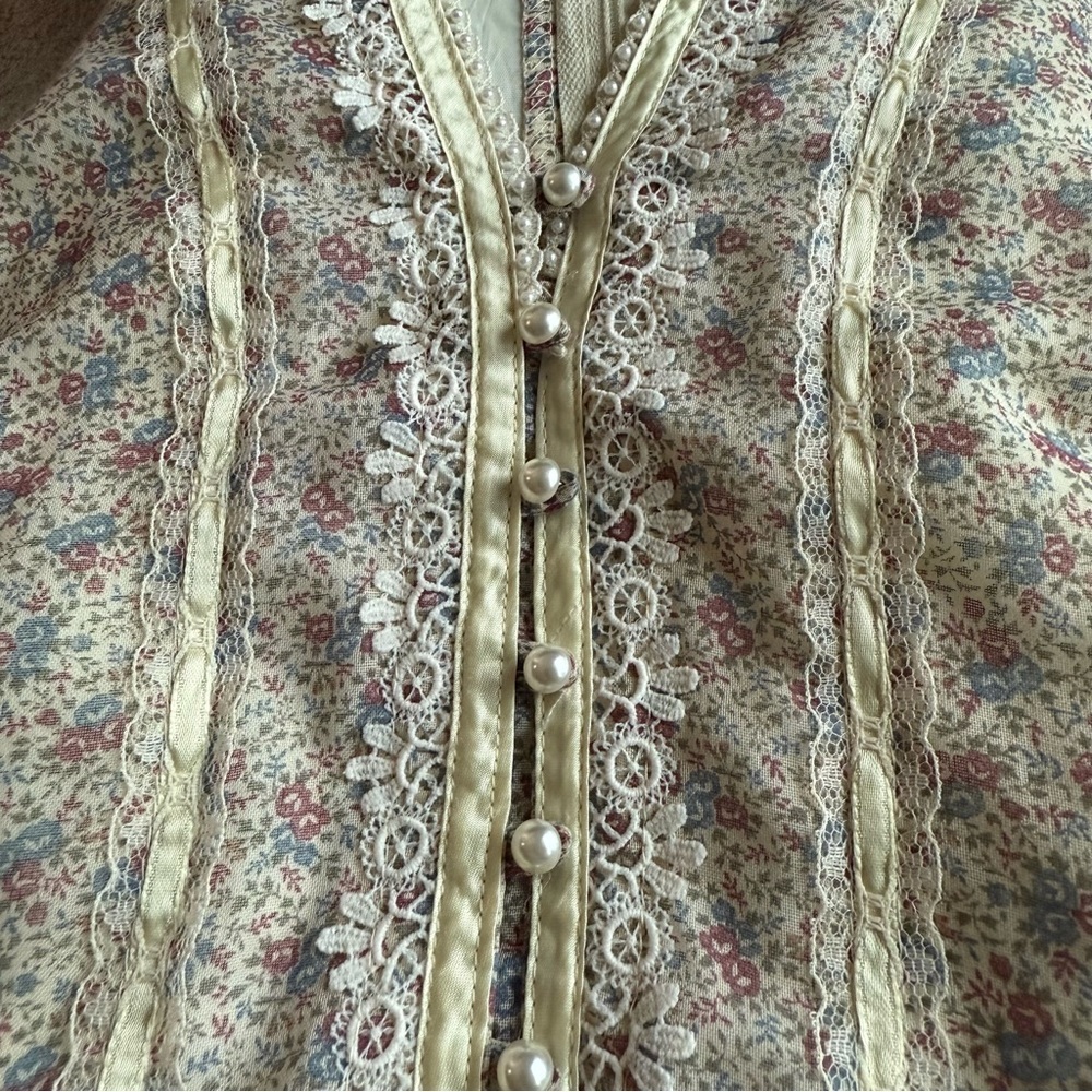 Vintage 80's Gunne SAX Prairie Dress Boho Cottage Victorian Wedding Fairy Dress - Picture 11 of 16